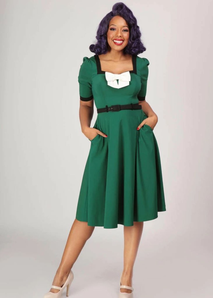 Dresses * | Collectif Sadie 50'S Swing Dress Green