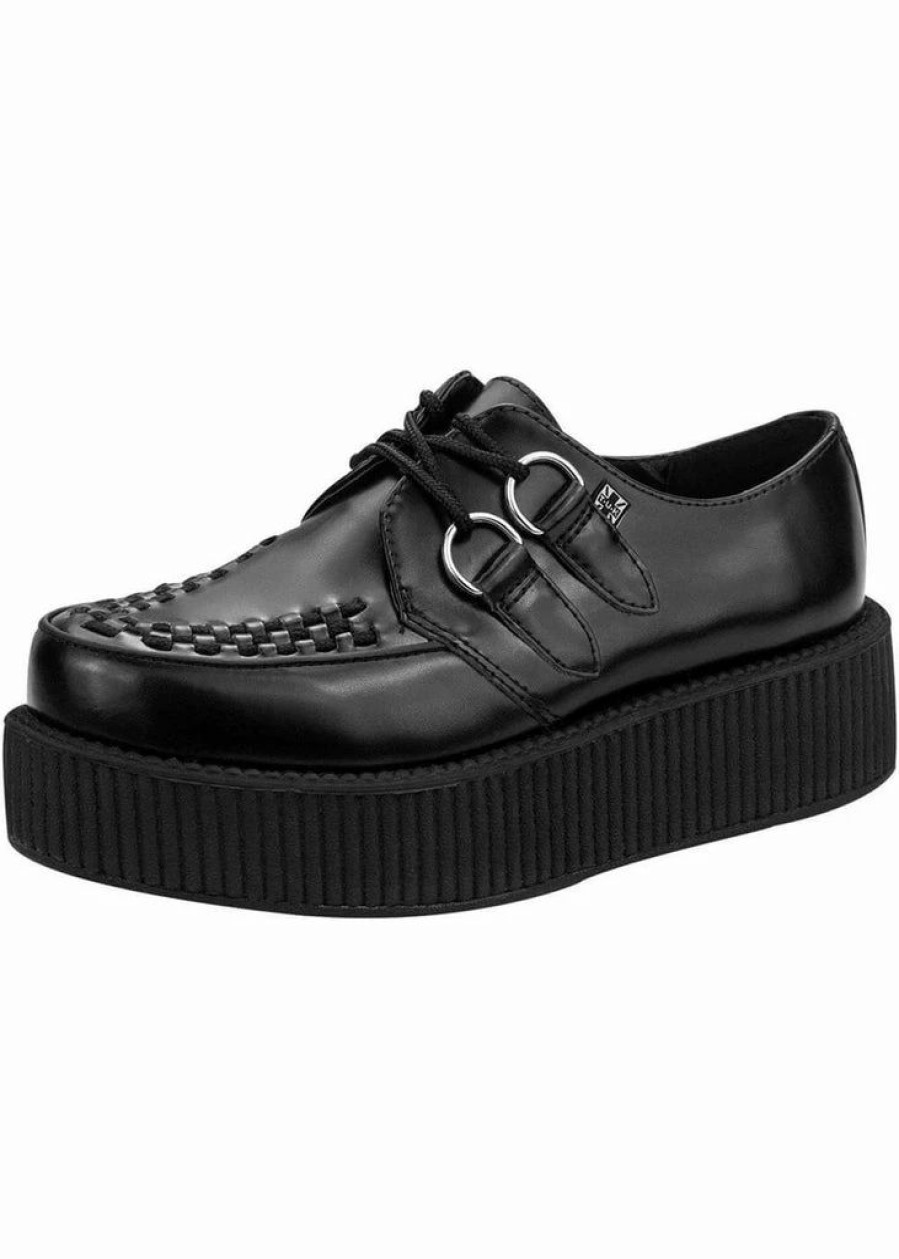 Shoes * | T.U.K Viva Hi Sole Leather Creepers Black