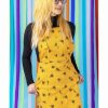 Dresses * | Run & Fly Bees Knees Twill 60'S Pinafore Dress Gold