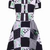 Dresses * | Hell Bunny Annie Bats 60'S Mini Dress Black White