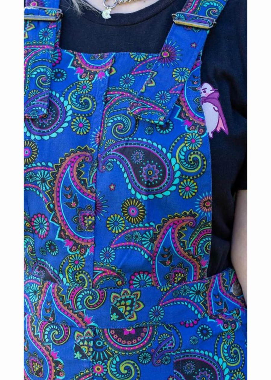 Dresses * | Run & Fly Paisley Pinafore 60'S Dress Blue