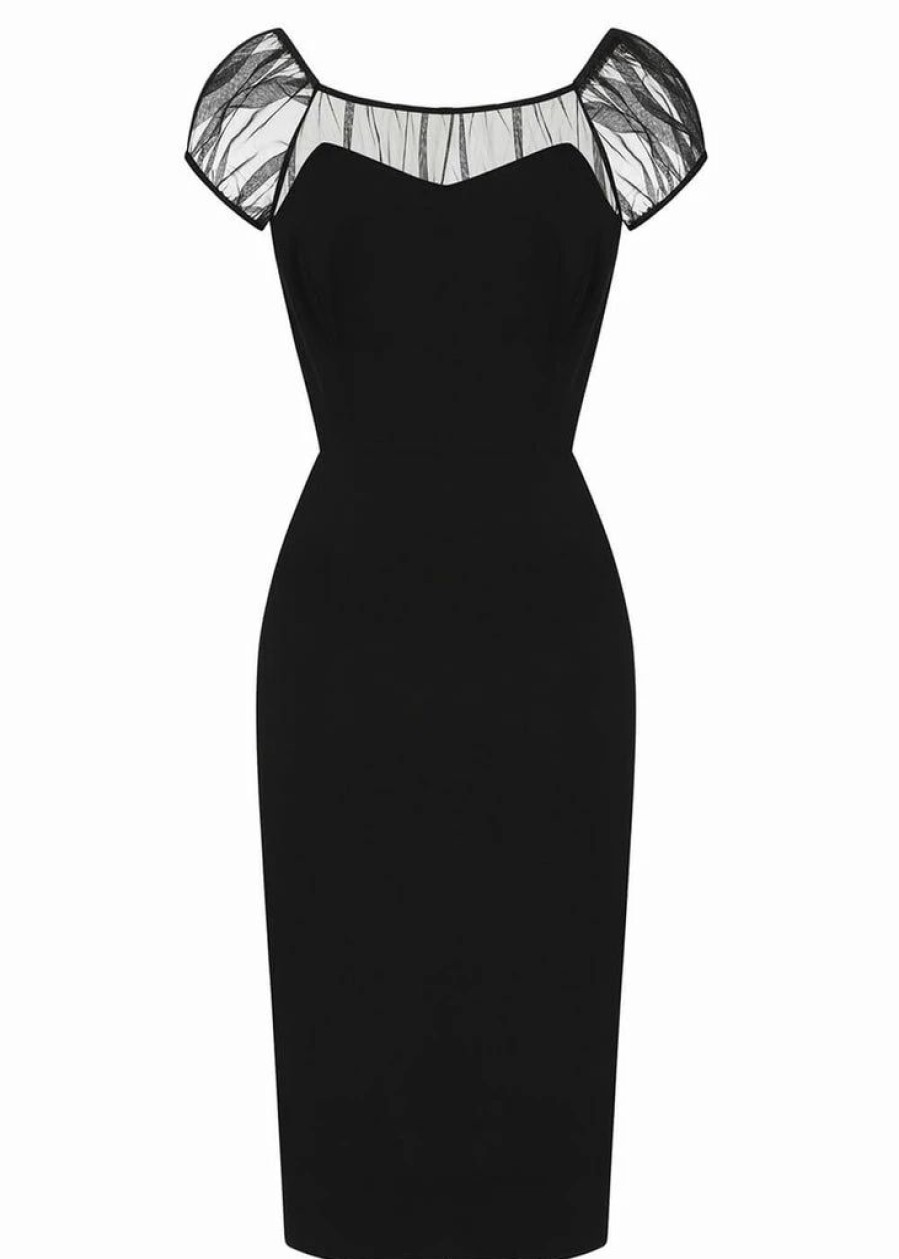 Dresses * | Collectif Alina 50'S Pencil Dress Black