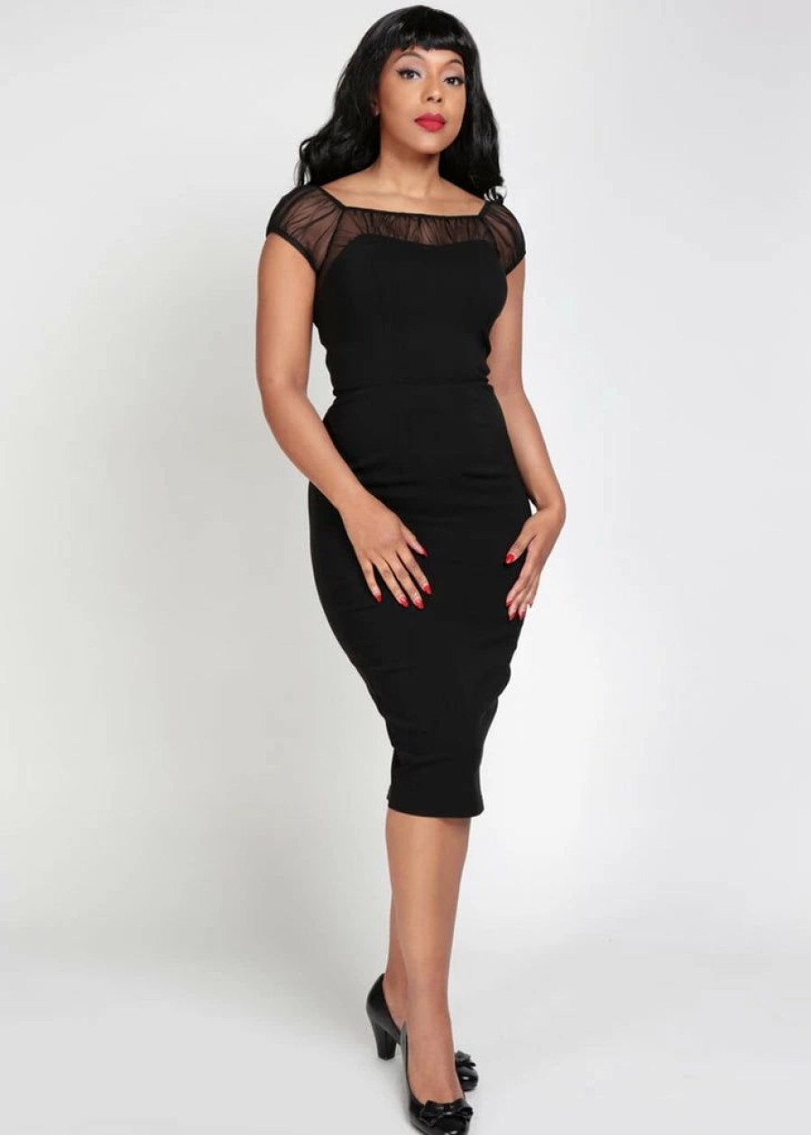 Dresses * | Collectif Alina 50'S Pencil Dress Black