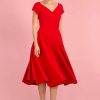 Dresses * | Pretty Dress Company Hourglass 50'S Swing Dress Red