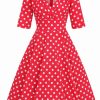 Dresses * | Collectif Trixie Polka Dot 50'S Swing Dress Red