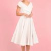 Dresses * | Pretty Dress Company Hourglass 50'S Swing Dress Ivory