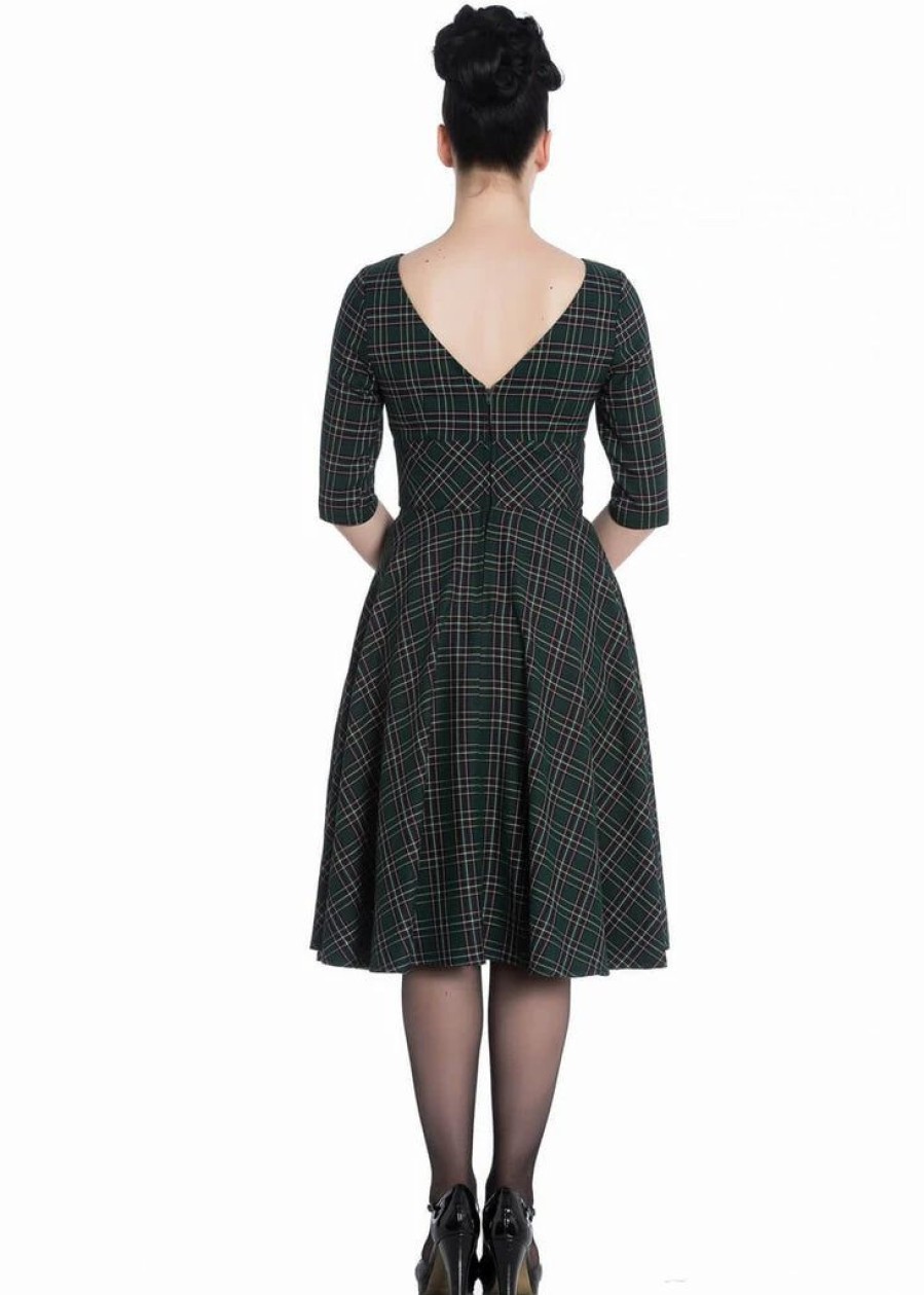 Dresses * | Hell Bunny Peebles Tartan 50'S Swing Dress Green