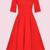 Dresses * | Pretty Dress Company Hepburn 50'S Swing Dress Red