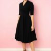 Dresses * | Pretty Dress Company Leyla 50'S Midi Swing Dress Black