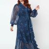 Dresses * | Unique Vintage Galaxy 70'S Maxi Dress Navy Gold