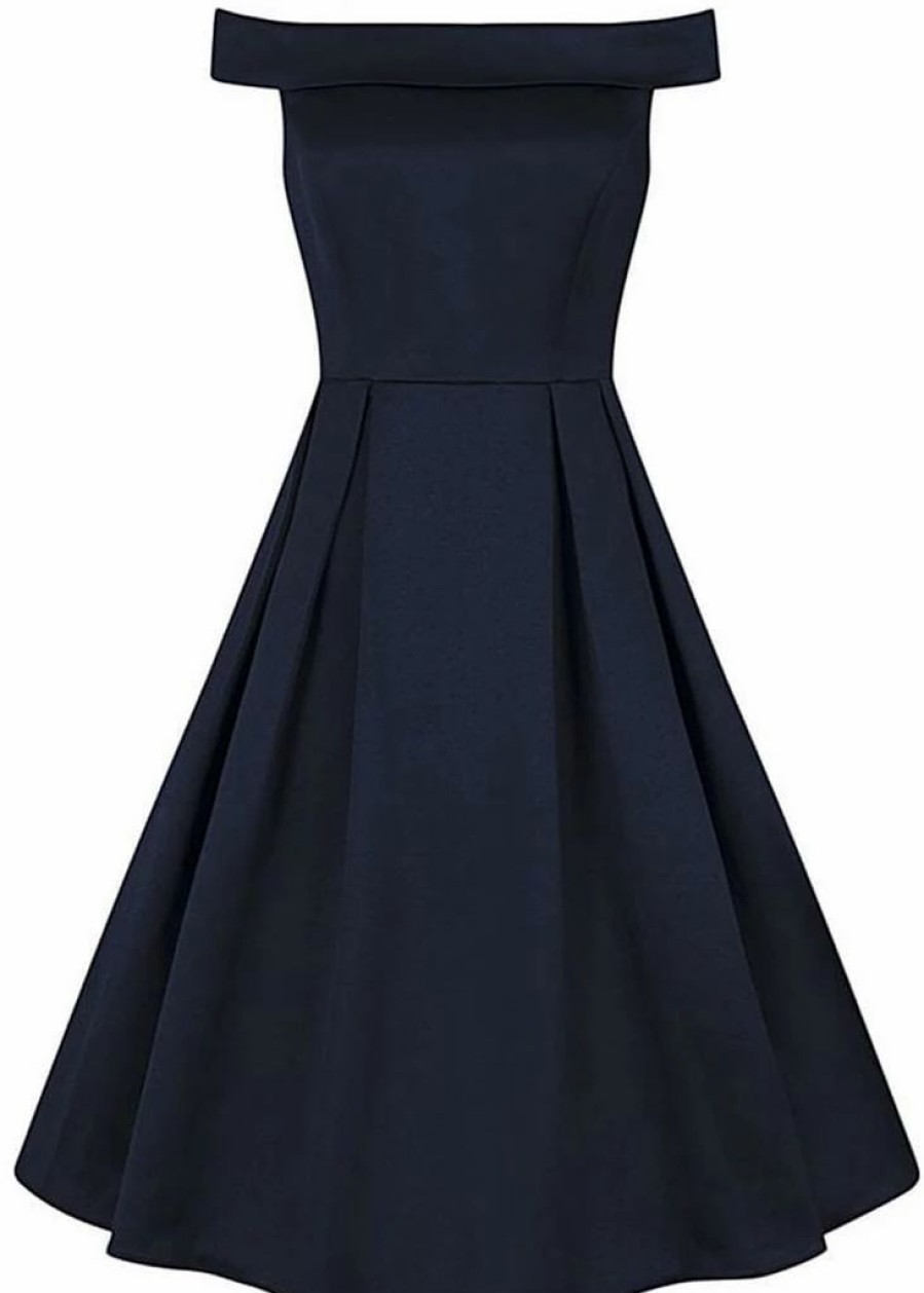 Dresses * | Collectif Anastasia 50'S Swing Dress Navy