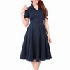 Dresses * | Collectif Caterina Vintage 40'S Swing Dress Navy