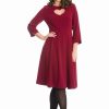 Dresses * | Banned Heart 40'S A-Line Dress Burgundy