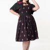 Dresses * | Unique Vintage X Universal Monsters Dracula Portrait Draculette 50'S Swing Dress