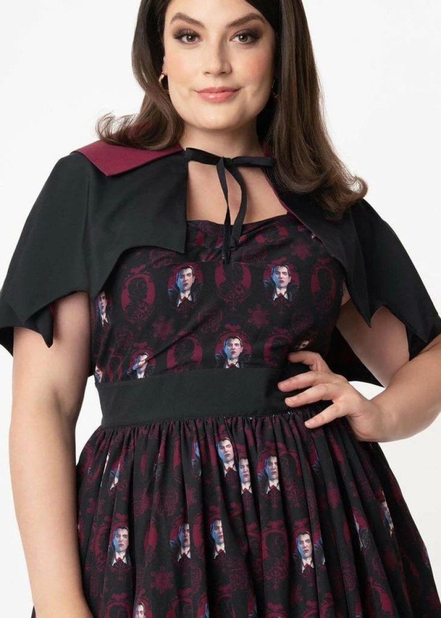 Dresses * | Unique Vintage X Universal Monsters Dracula Portrait Draculette 50'S Swing Dress