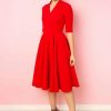 Dresses * | Pretty Dress Company Leyla 50'S Midi Swing Dress Red