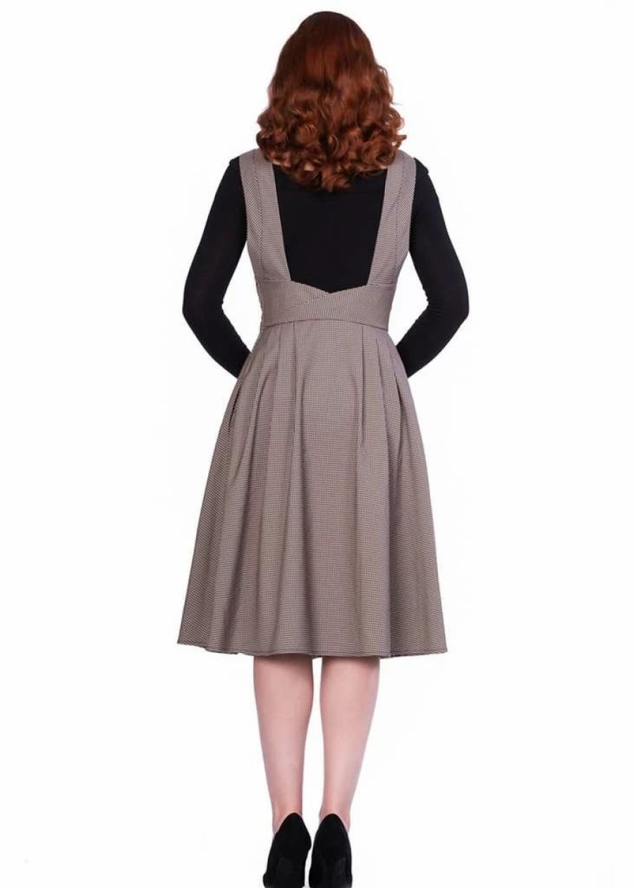 Dresses * | Sheen Lola Check 40'S Pinafore Dress Brown