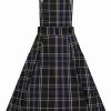 Dresses * | Collectif Kayden Nancy Check Overalls 60'S Swing Dress Black