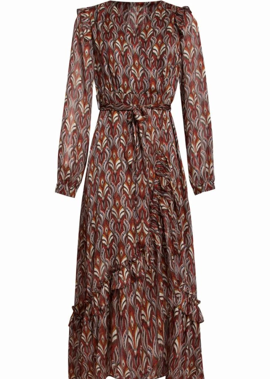 Dresses * | Smashed Lemon Autumn Trance 70'S Maxi Dress Brown Red