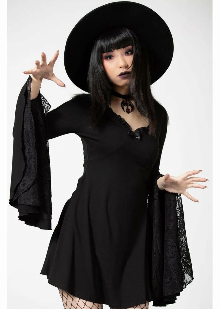 Dresses * | Killstar Hagatha Sorceress 70'S Dress Black