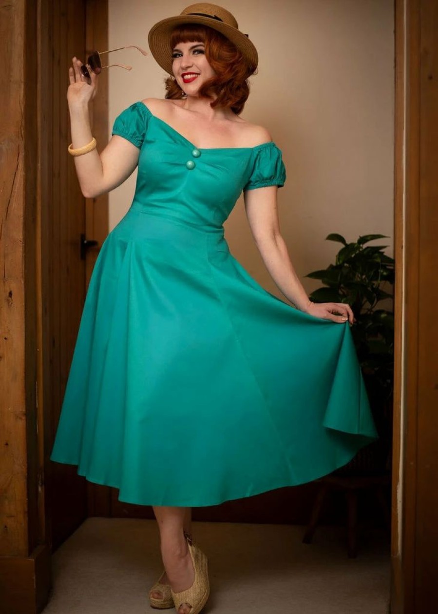 Dresses * | Collectif Dolores Classic 50'S Swing Dress Teal