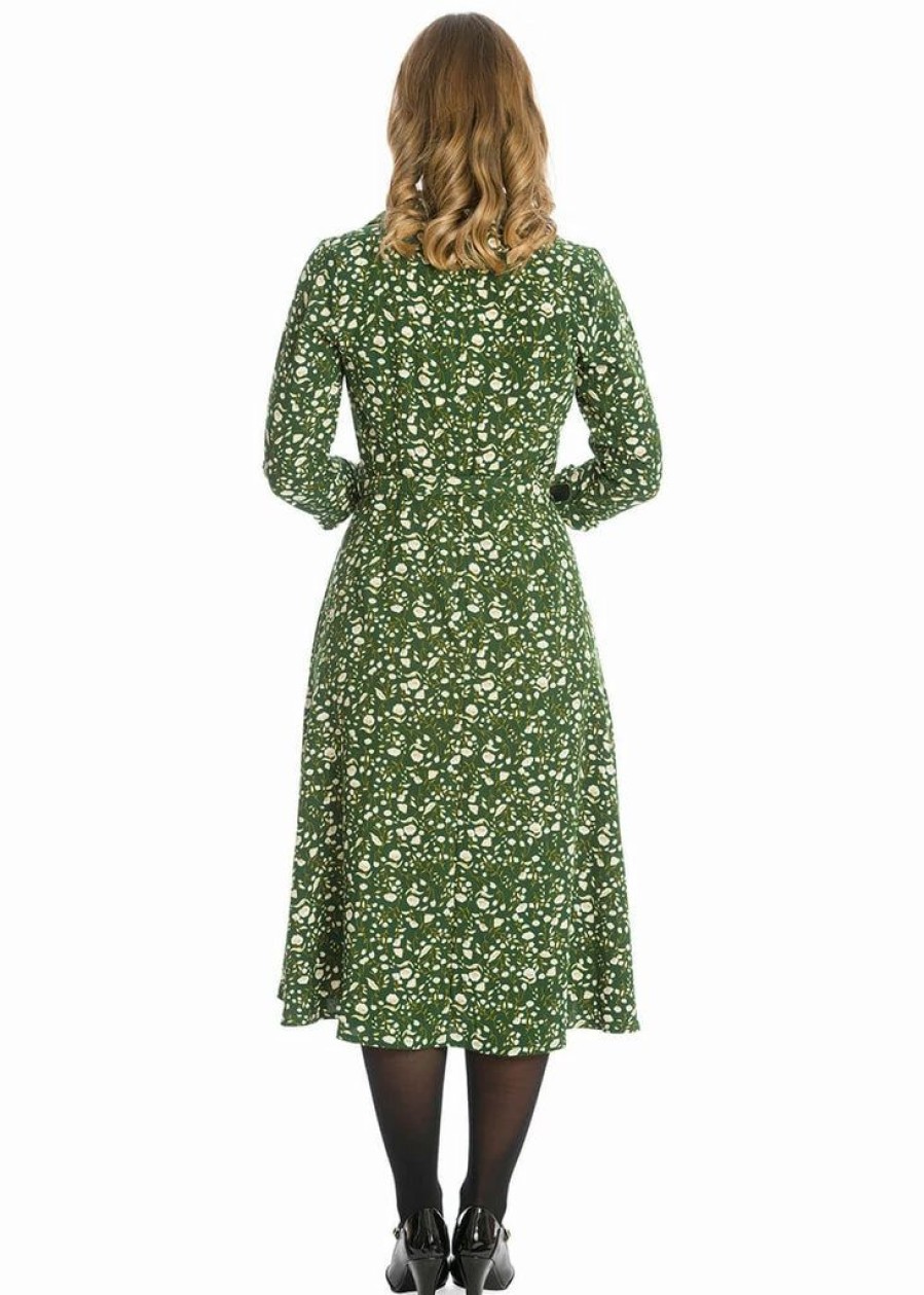 Dresses * | Banned Winter Blooms 40'S A-Line Dress Green