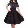 Dresses * | Dolly & Dotty Darlene Polkadot 50'S Swing Dress Black