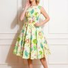 Dresses * | Hearts & Roses Luisa Tropical 50'S Swing Dress Yellow