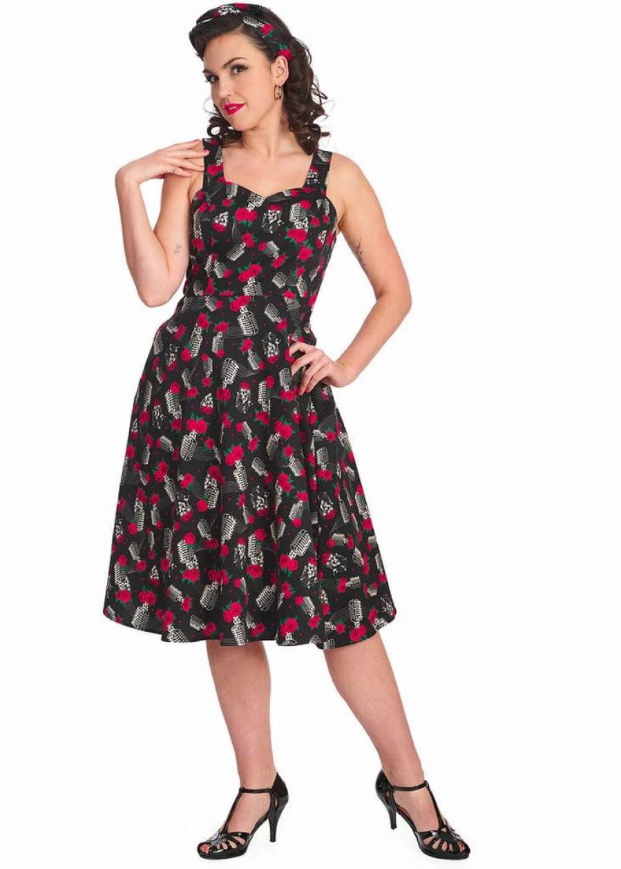 Dresses * | Banned Nashville Sweetheart 50'S Swing Dress Black