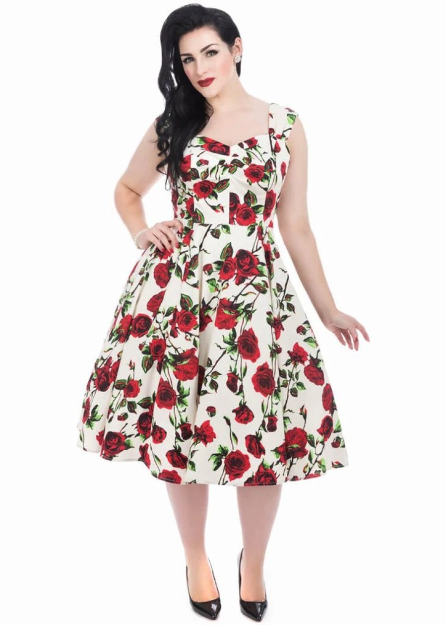 Dresses * | Hearts & Roses With Love 50'S Swing Dress Ivory