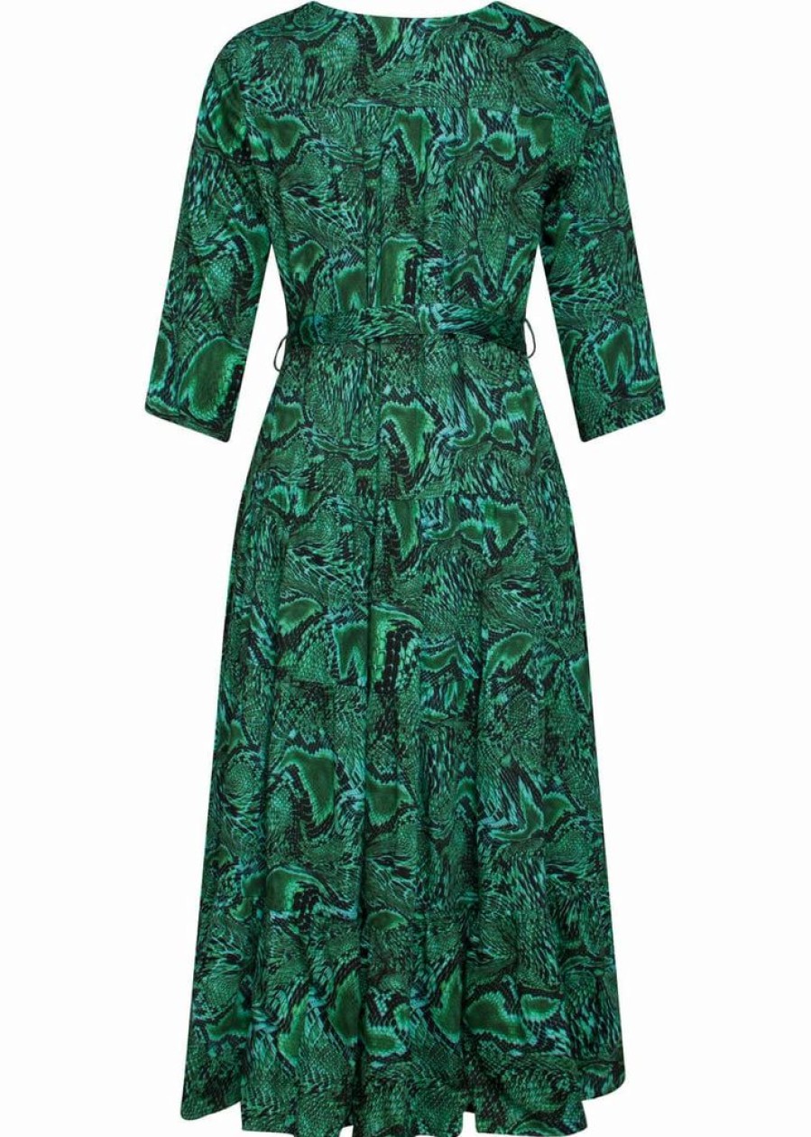 Dresses * | Smashed Lemon Venom Snake 70'S Midi Dress Green