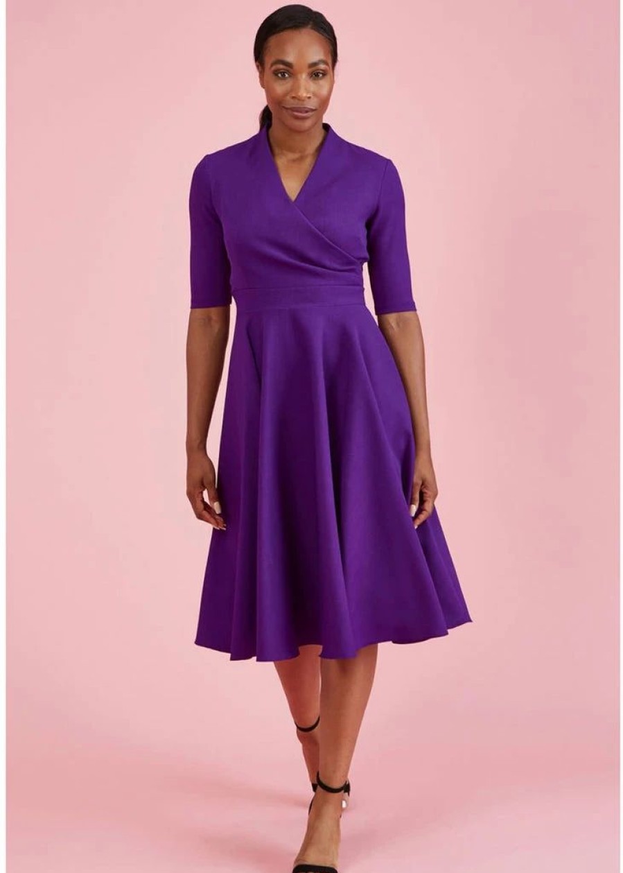 Dresses * | Pretty Dress Company Leyla 50'S Swing Dress Purple