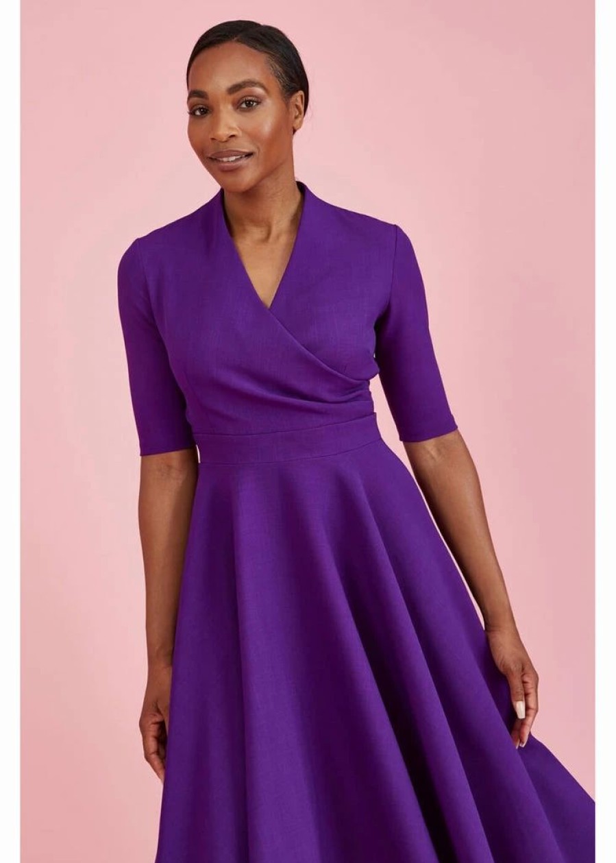 Dresses * | Pretty Dress Company Leyla 50'S Swing Dress Purple