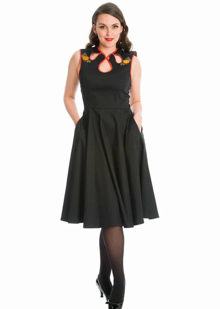 Dresses * | Banned Pumpkin Spice & All Things Nice 50'S Swing Dress Black