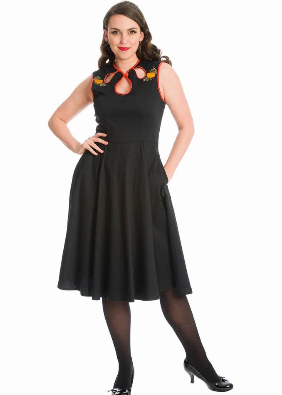 Dresses * | Banned Pumpkin Spice & All Things Nice 50'S Swing Dress Black