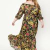 Dresses * | Unique Vintage Sweet Escape 70'S Maxi Dress Black Yellow