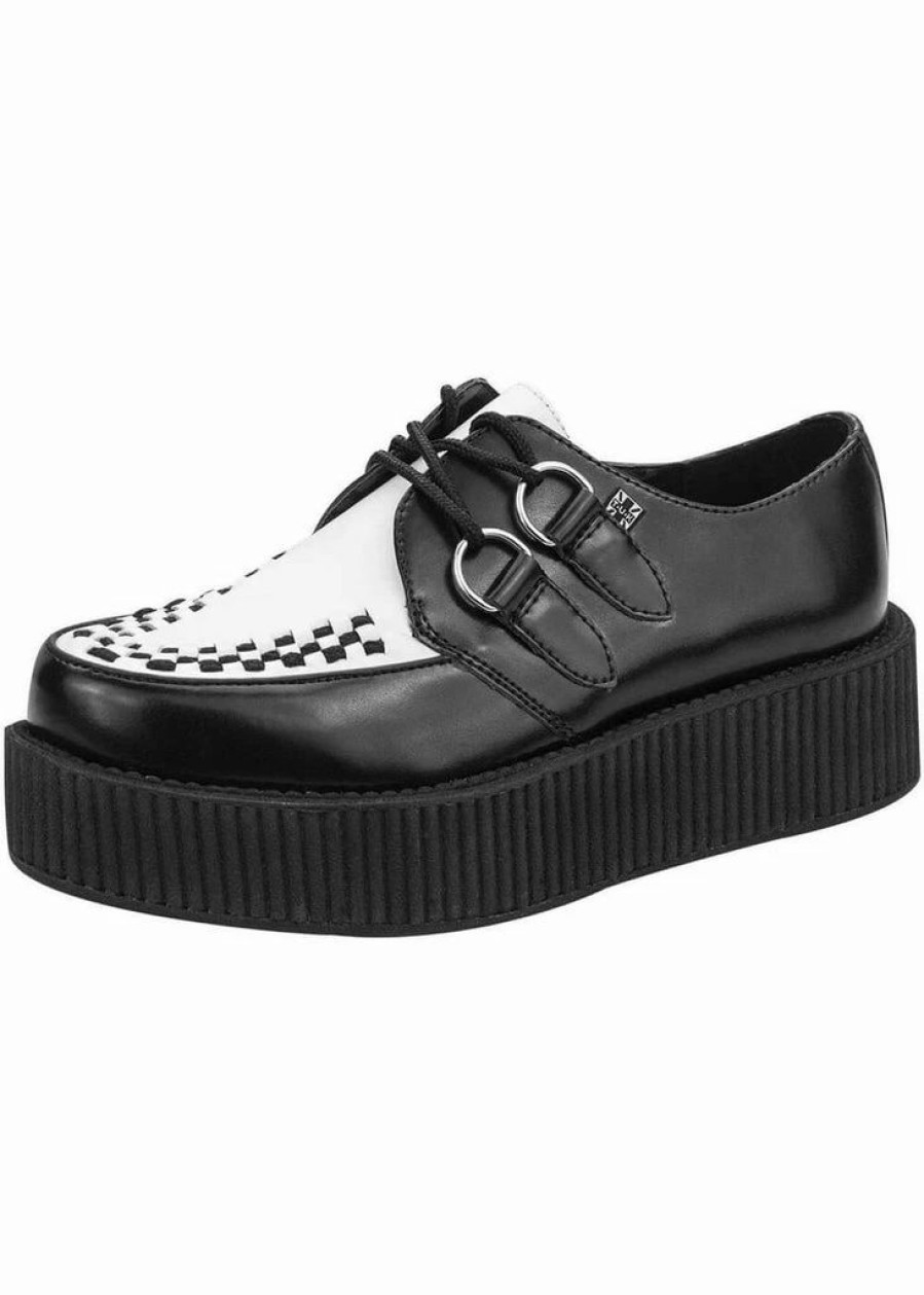 Shoes * | T.U.K Viva Hi Sole Leather Creepers Black White