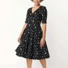 Dresses * | Unique Vintage Delores Galaxy 50'S Swing Dress Black Silver