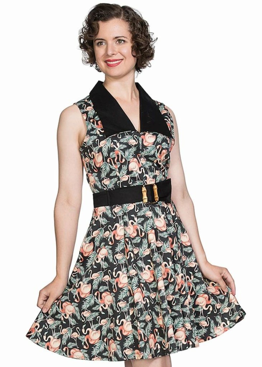 Dresses * | Banned Flamingo Honnie 50'S Swing Dress Black