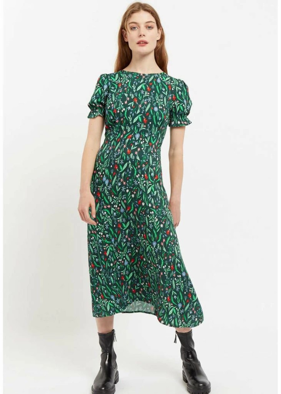 Dresses * | Louche Flo Folk Floral 70'S Midi Dress Multi