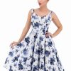 Dresses * | Hearts & Roses Rosanne 50'S Swing Dress White Blue