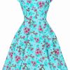 Dresses * | Hell Bunny Louella Blossom 50'S Swing Dress Aqua