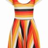 Dresses * | Collectif Lila Candy Corn Stripe 60'S Skater Dress Orange