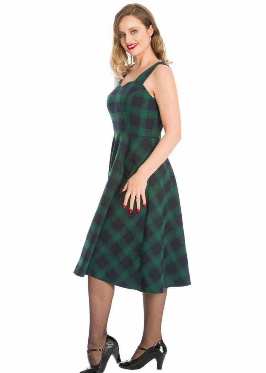 Dresses * | Banned Tartan 50'S Swing Dress Green