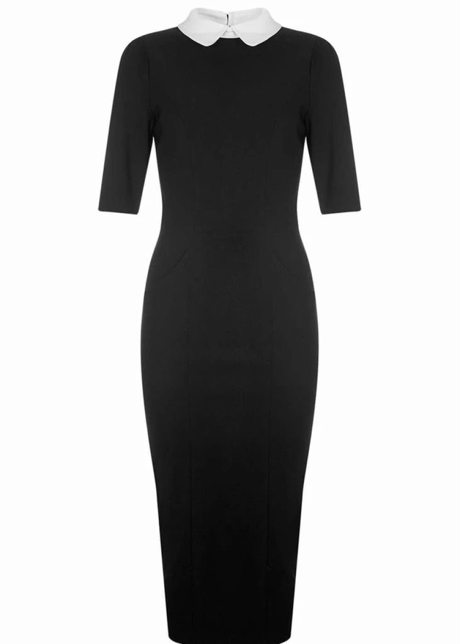 Dresses * | Collectif Winona 50'S Pencil Dress Black