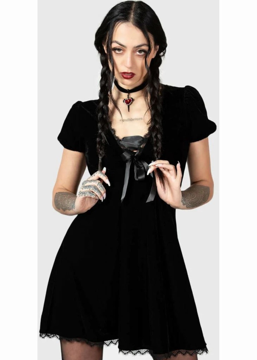 Dresses * | Killstar Consolation Velvet Dress Black