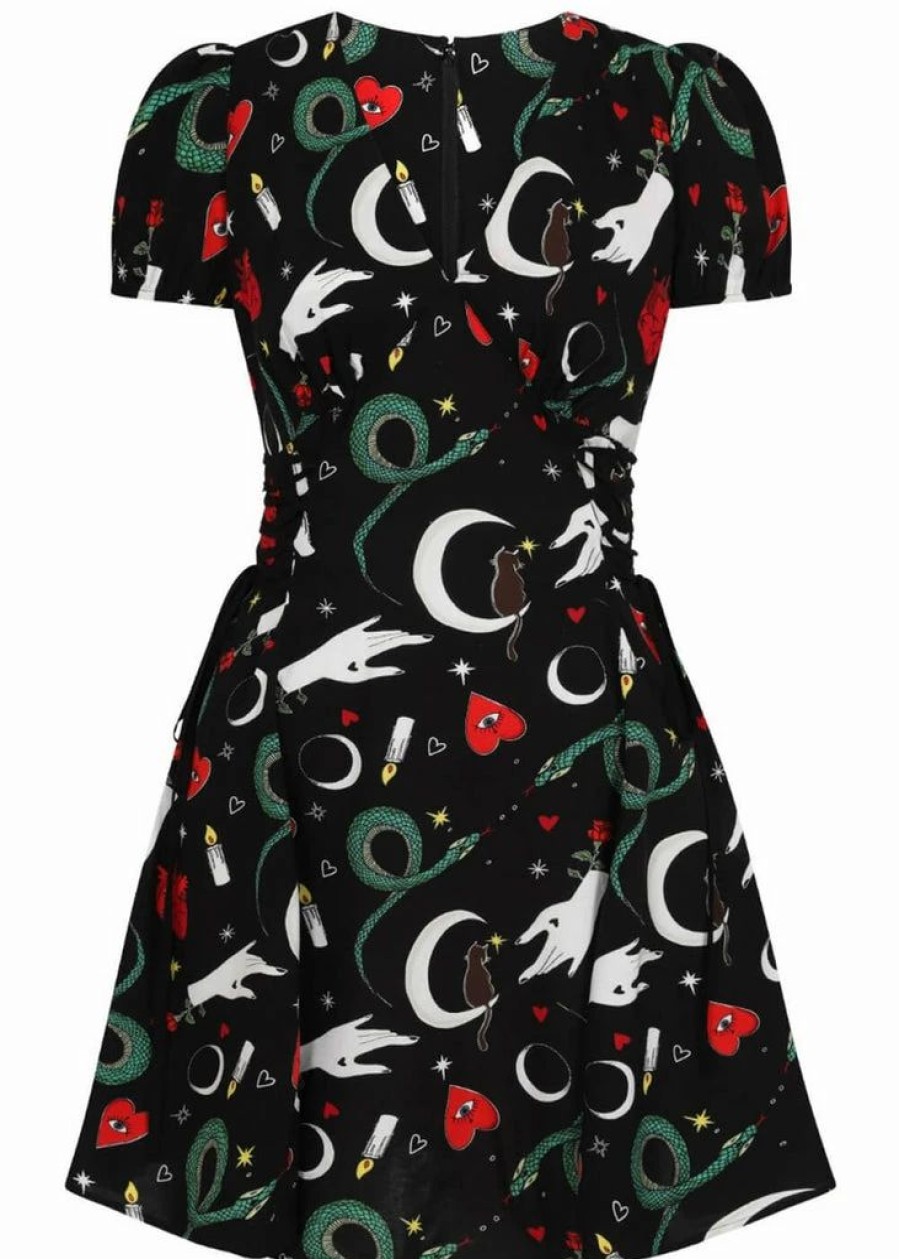 Dresses * | Hell Bunny Good Fortune Snake 60'S Dress Black