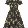 Dresses * | Collectif Caterina 50S Tiger 50'S Swing Dress Green