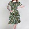 Dresses * | Collectif Peta Wild Berry Fields 40'S Swing Dress Green