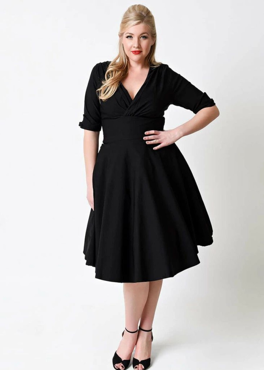 Dresses * | Unique Vintage Delores 50'S Swing Dress Black